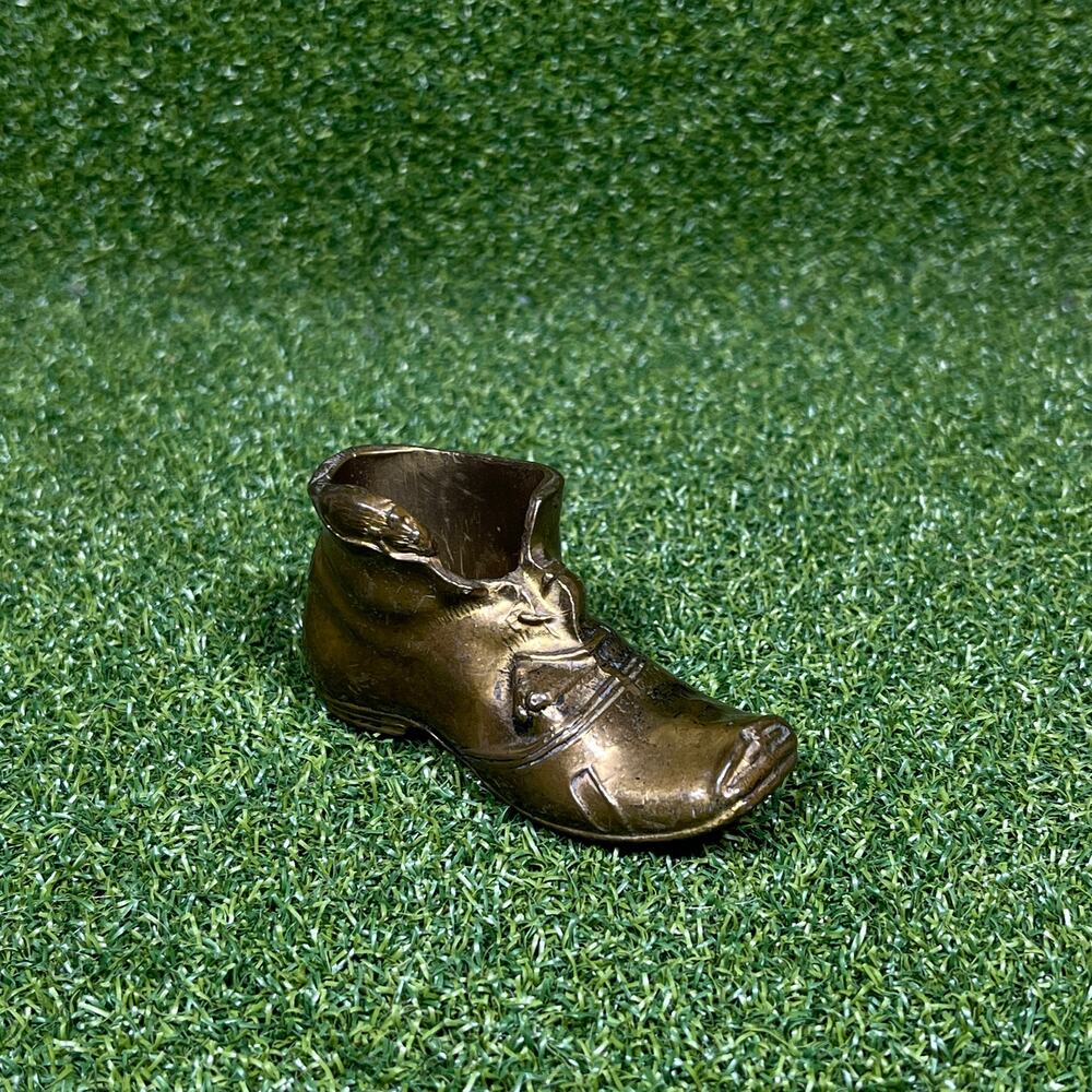 Vintage Solid Brass Boot Shaped Match Holder Ashtray